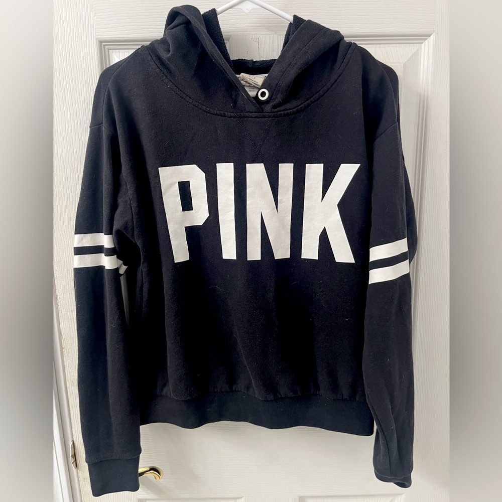 PINK Victoria's Secret Black and White Women's Hoodie